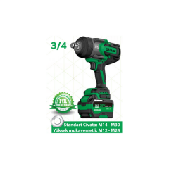 HAIS PRO RB-819 21V Kömürsüz Profesyonel Akülü Somun Sıkma Çift Akülü 3/4''