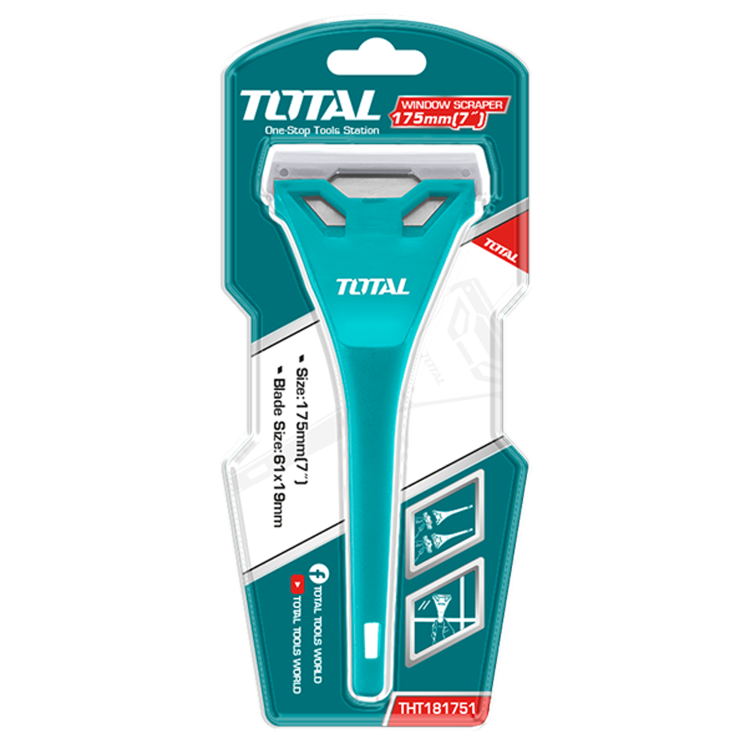 TOTAL Plastik Cam Kazıma Aparatı THT181751 | Cam ve Yüzey Temizleme Kazıyıcısı