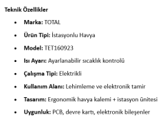 TOTAL Devir Ayarlı İstasyonlu Havya TET160923 | Profesyonel Lehimleme İstasyonu