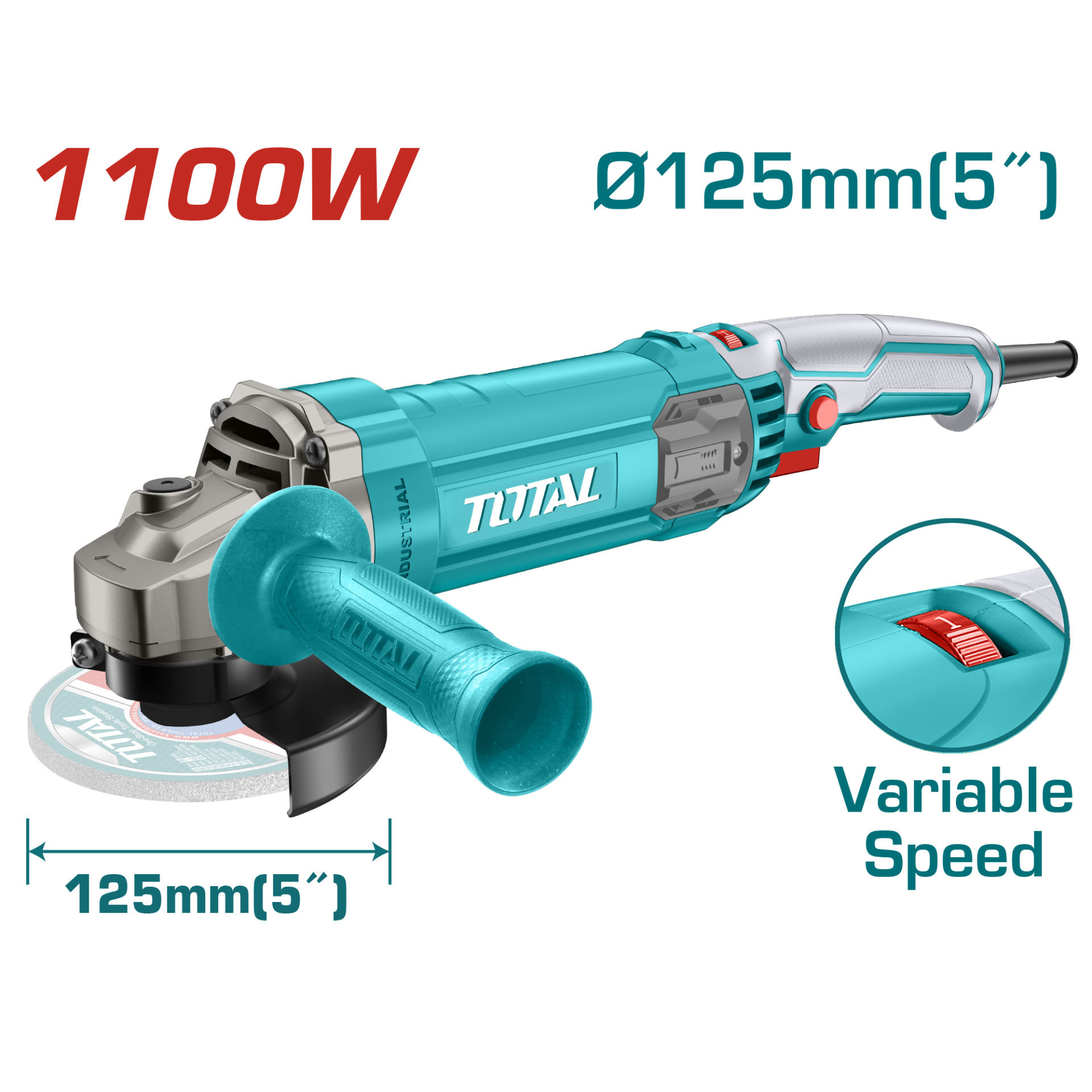 TOTAL Alttan Tetikli Devir Ayarlı Taşlama TG110125565E 1100W