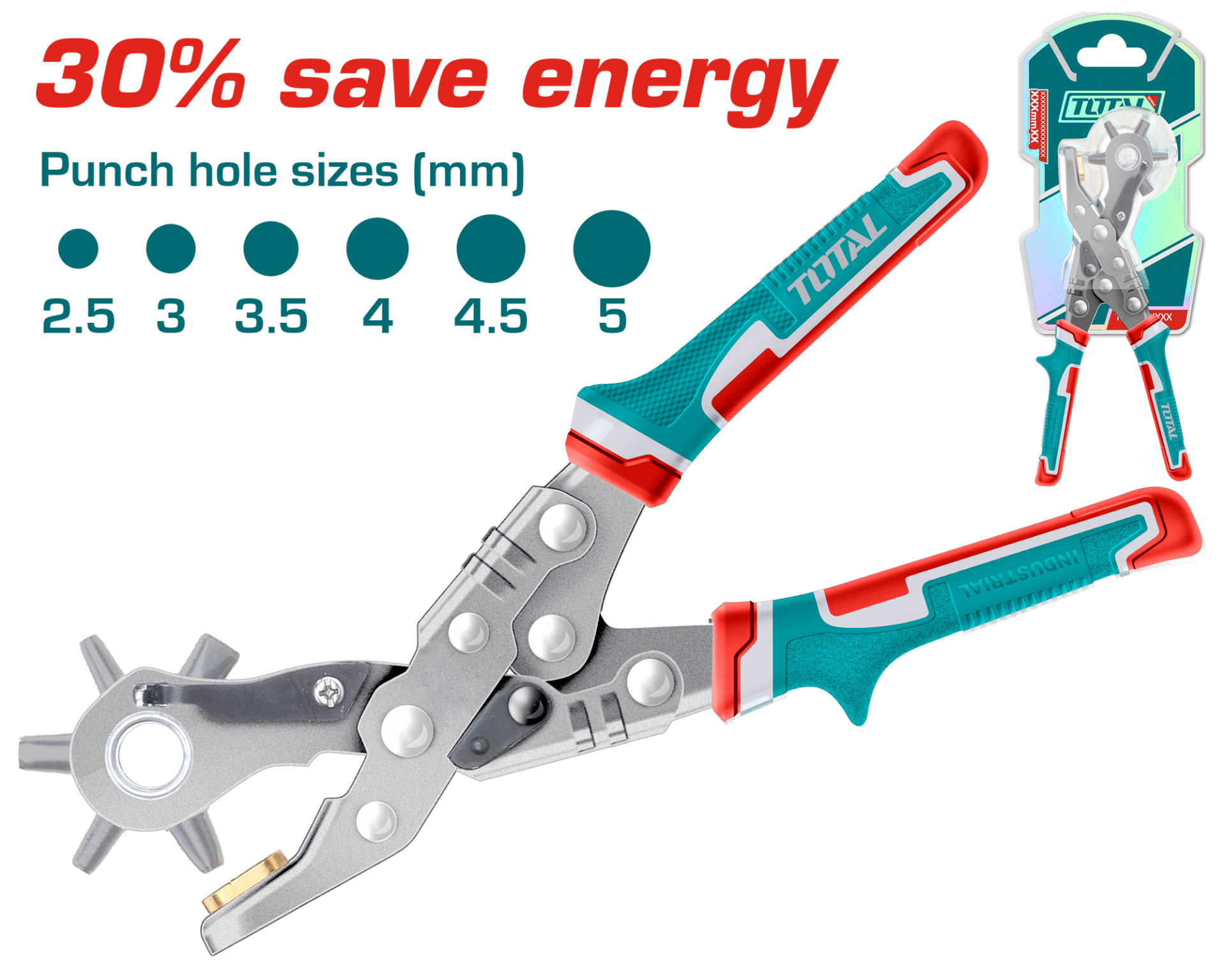 TOTAL Kayış Delik Zımbası THT33526 2.5–5 mm