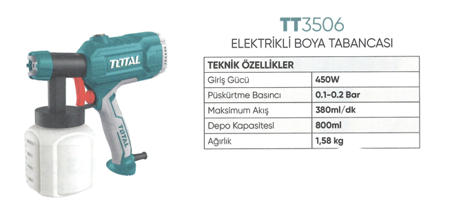 TOTAL TT3506 450W Profesyonel Elektrikli Boya Tabancası