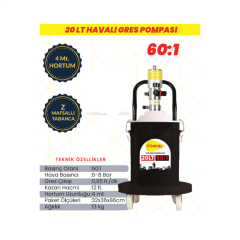 Türkel 20 LT 60:1 Endüstriyel Havalı Gres Pompası