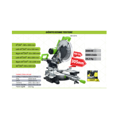 HAIS HM1247A 2000W Lazerli Gönye Kesme Testere Makinesi - 305mm 100 Diş
