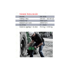 HAIS PRO RB-828L 21V 8.0 Ah Çift Akülü 4000 Nm 1'' Profesyonel Darbeli Somun Sıkma Makinesi
