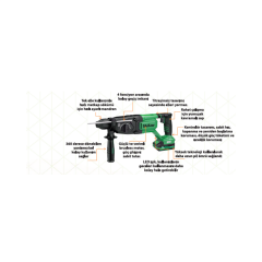 HAIS PRO ZA-DS-195 21V Kömürsüz Profesyonel Şarjlı Kırıcı Delici Matkap Çift Akülü
