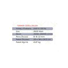 HAIS JL3601 1600 Watt Profesyonel Elektrikli El Frezesi