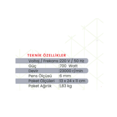 HAIS JL3709 700 Watt 6 Devirli Kenar Sürpme Frezesi