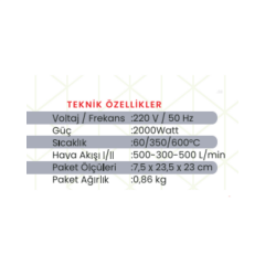 HAIS HG12 2000 Watt Profesyonel Sıcak Hava Tabancası
