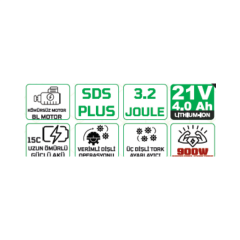 HAIS PRO RB-BH26 21V Kömürsüz Profesyonel Şarjlı Kırıcı Delici Matkap Çift Akülü