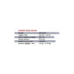 HAIS PRO RB-LM64 21V Kömürsüz Profesyonel Şarjlı Perçin Makinesi Çift Akülü 20000N