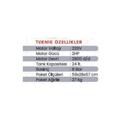 KULETAŞ 24 LT 2 HP Profesyonel Pistonlu Hava Kompresörü