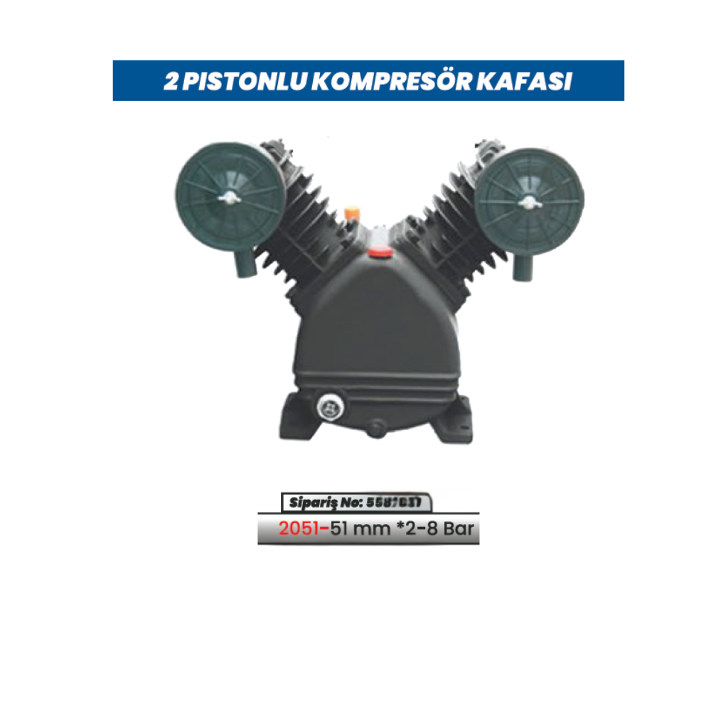 KULETAŞ 2051-51mm 2 Pistonlu 2-8 Bar Kompresör Kafası (Pompa Ünitesi)