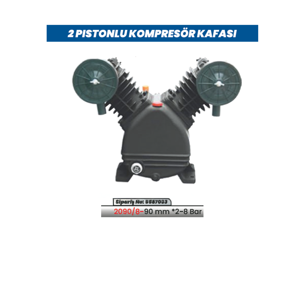 KULETAŞ 2090/8-90mm 2 Pistonlu 2-8 Bar Sanayi Tipi Kompresör Kafası (Pompa Ünitesi)