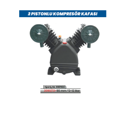 KULETAŞ 2090/12-90mm 2 Pistonlu 2-12 Bar Sanayi Tipi Yüksek Basınçlı Kompresör Kafası (Pompa Ünitesi)