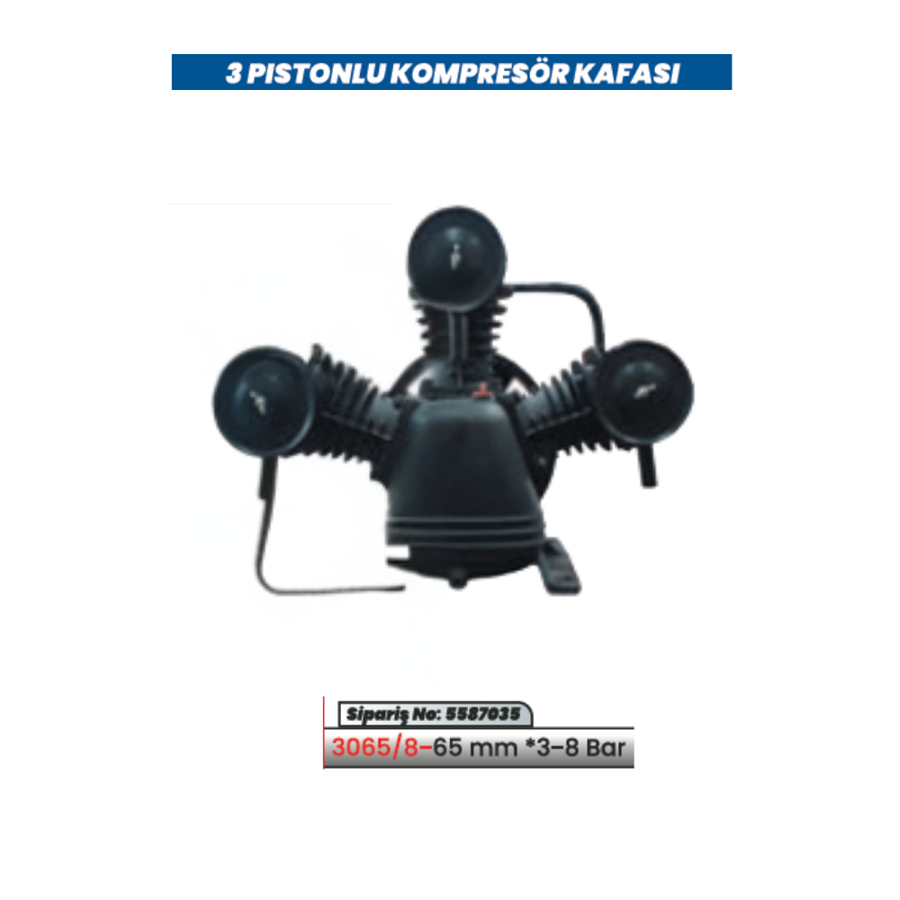 KULETAŞ 3065/8-65mm 3 Pistonlu 3-8 Bar Kompresör Kafası (Pompa Ünitesi)