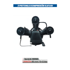 KULETAŞ 3080/12-80mm 3 Pistonlu 3-12 Bar Sanayi Tipi Yüksek Basınçlı Kompresör Kafası (Pompa Ünitesi)