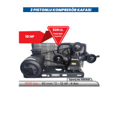 KULETAŞ 3090 Set 90mm*3 10 HP 8 Bar Sanayi Tipi Kompresör Kafası
