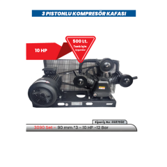KULETAŞ 3090 Set 90mm*3 10 HP 12 Bar Sanayi Tipi Yüksek Basınçlı Kompresör Kafası