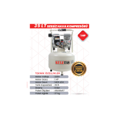 Kuletas 35 LT Sessiz Hava Kompresörü 1 HP 220V | Yağsız Kompresör