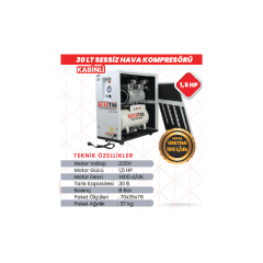 Kuletas 30 LT Kabinli Hava Kompresörü | 1,5 HP