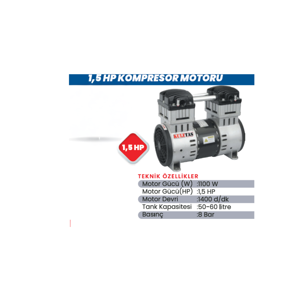 KULETAŞ 1,5 HP Sessiz Kompresör Motoru