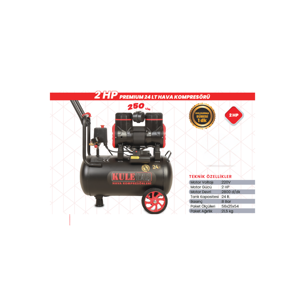 KULETAŞ Premium 24 LT Hava Kompresörü
