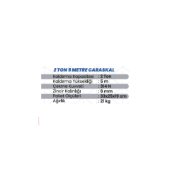SHUN Caraskal 2 Ton 5 Metre Zincirli Kaldırma