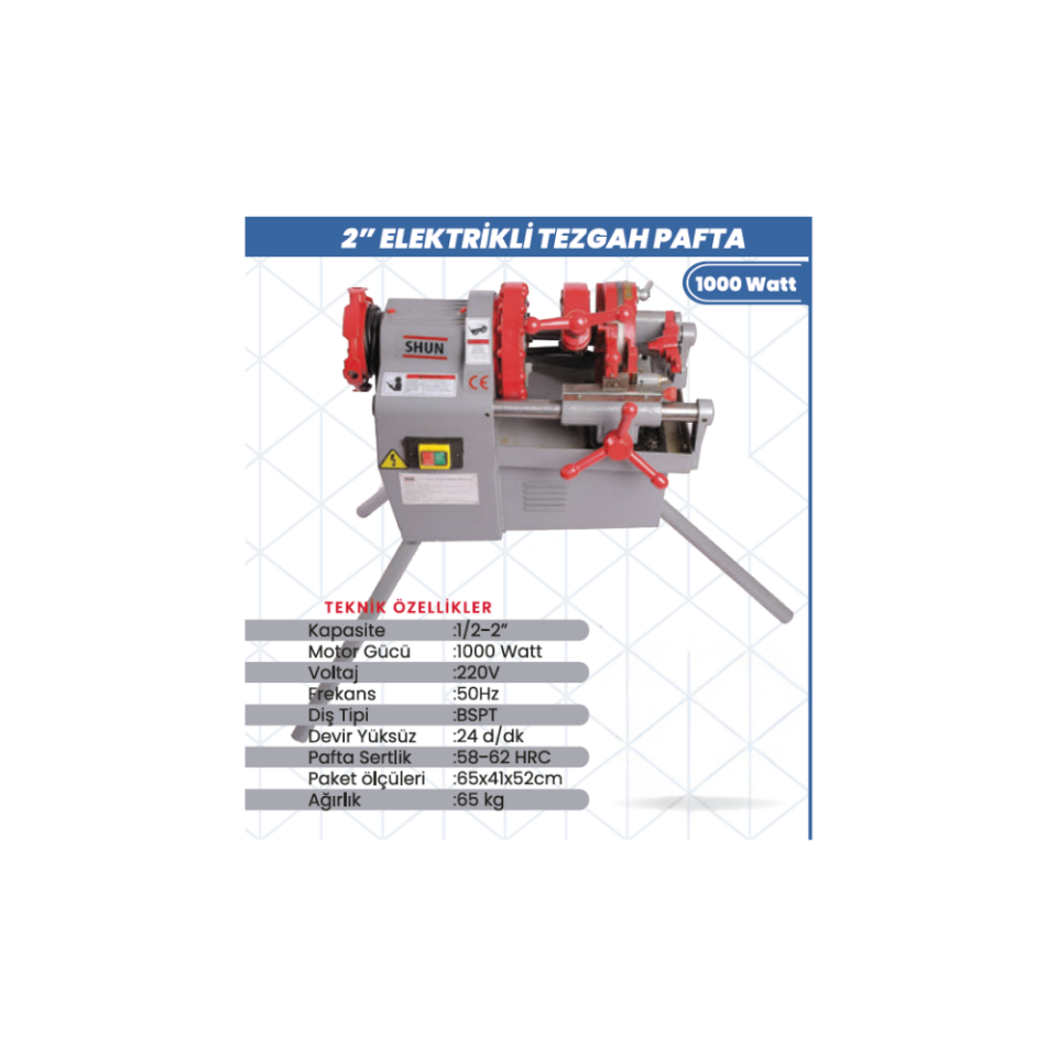 SHUN 2'' Elektrikli Tezgah Pafta 1000W BSPT