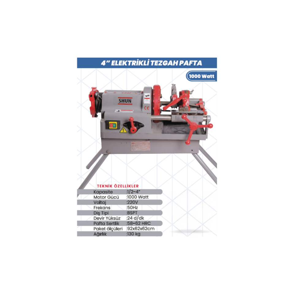SHUN 4'' Elektrikli Tezgah Pafta 1000W BSPT