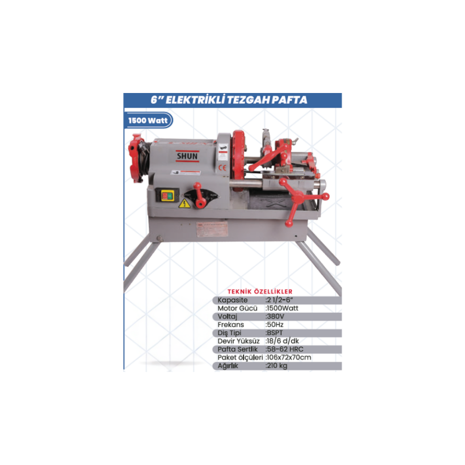 SHUN 6'' Elektrikli Tezgah Pafta 1500W 380V