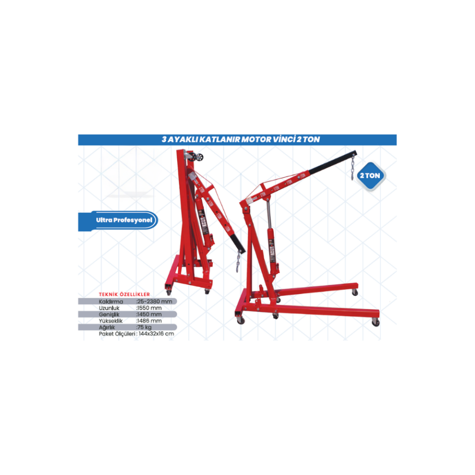 3 Ayaklı Katlanır Motor Vinci 2 Ton – Güçlü
