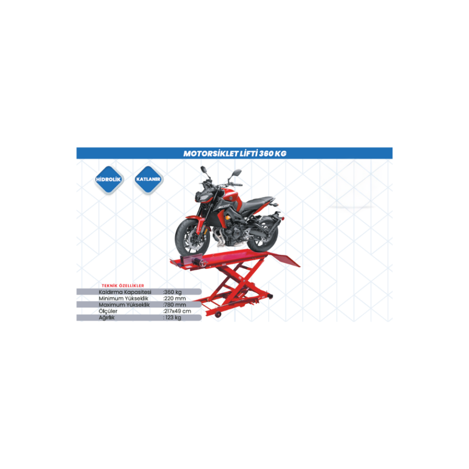 Motorsiklet Lifti 360 KG – Hidrolik Lift