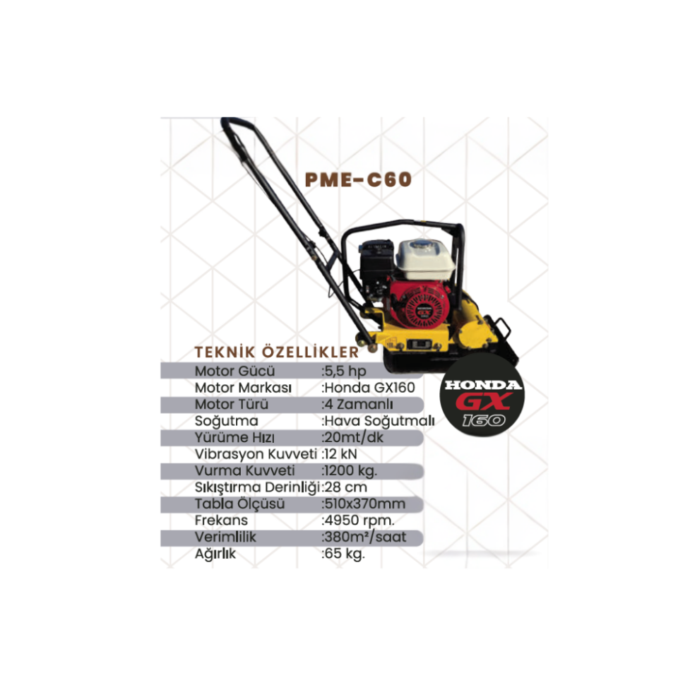 Deco-Flex PME-C60 Plaka Sıkıştırıcı Honda GX160