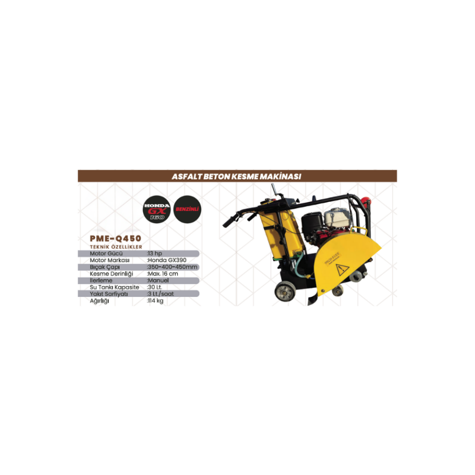 DECO-FLEX PME-Q450 Asfalt Kesme 13 hp Honda