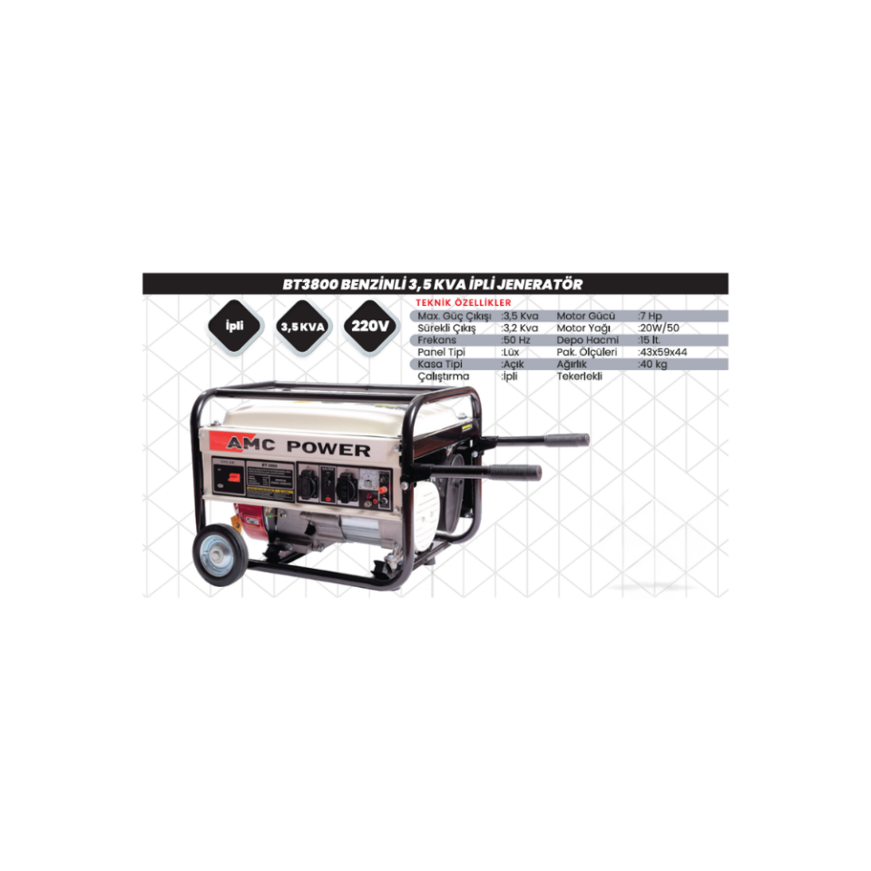 AMC POWER BT3800 Benzinli Jeneratör 3,5 kVA