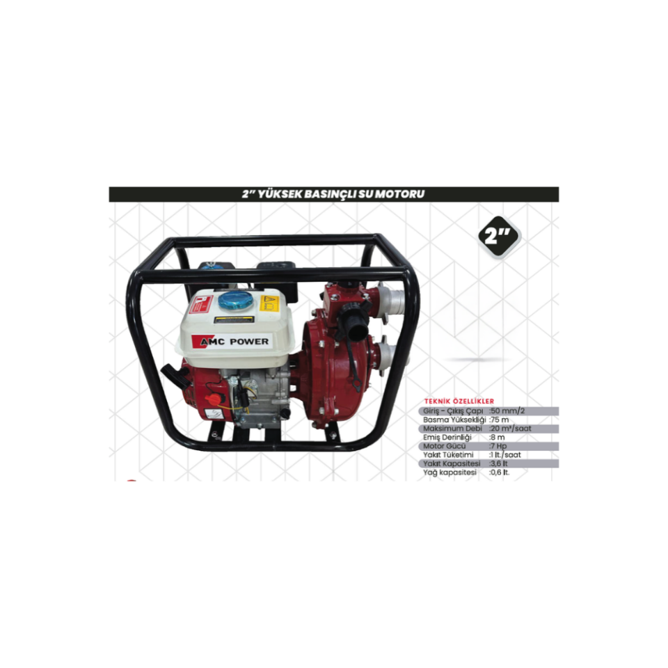AMC POWER 2 İnç Yüksek Basınçlı Su Motoru 7 HP